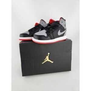 Size 4C - Air Jordan Retro 1 Mid Cement Grey Red Black‎ Toddler - Brand New
